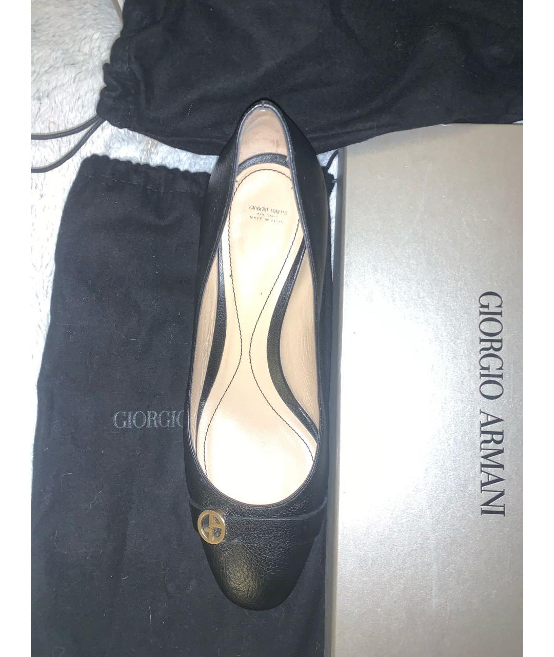 GIORGIO ARMANI Черные кожаные туфли, фото 3