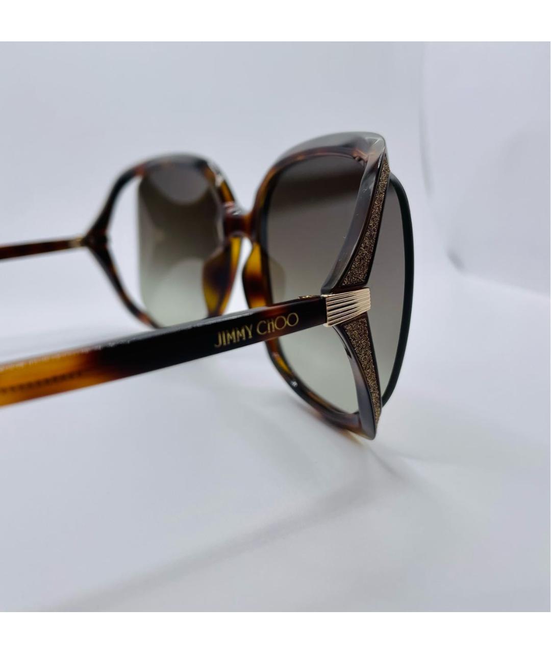 JIMMY CHOO Коричневые пластиковые солнцезащитные очки, фото 3