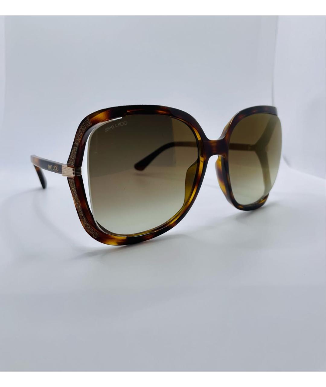 JIMMY CHOO Коричневые пластиковые солнцезащитные очки, фото 2