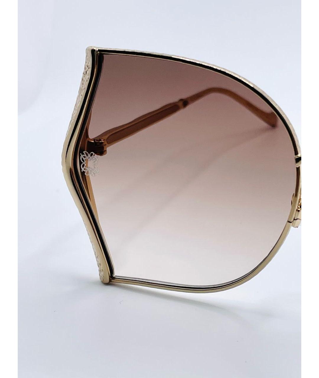 ELIE SAAB Золотые металлические солнцезащитные очки, фото 4