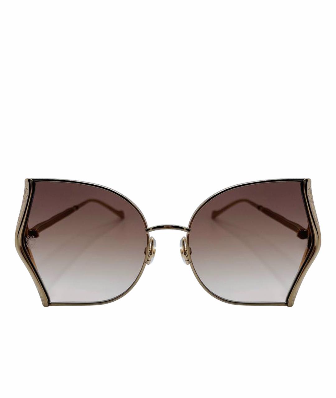 ELIE SAAB Золотые металлические солнцезащитные очки, фото 1