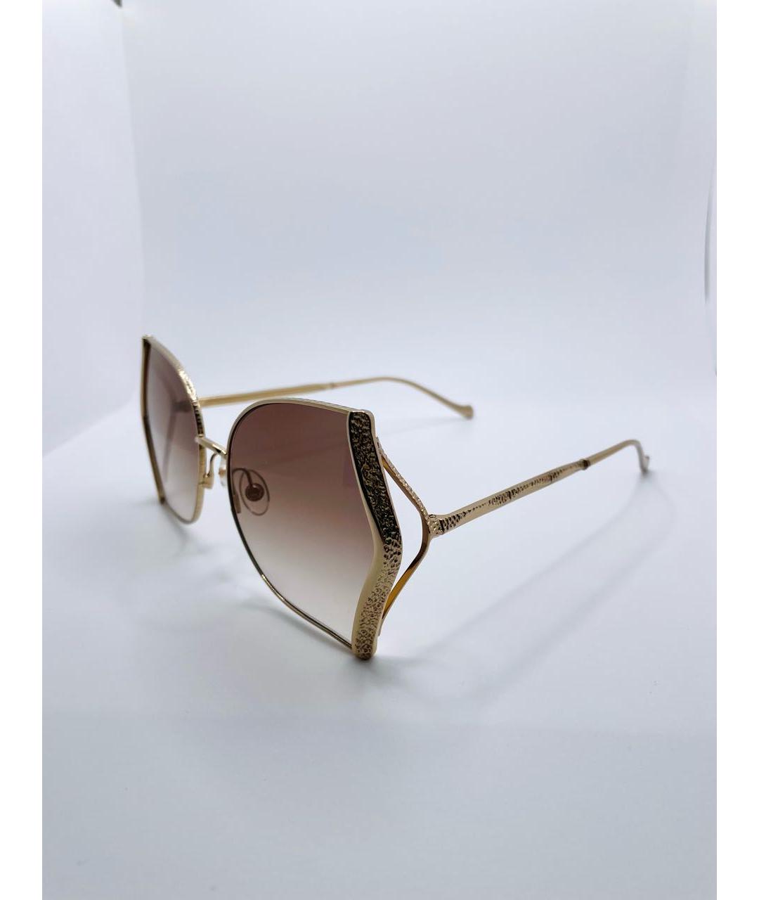 ELIE SAAB Золотые металлические солнцезащитные очки, фото 2