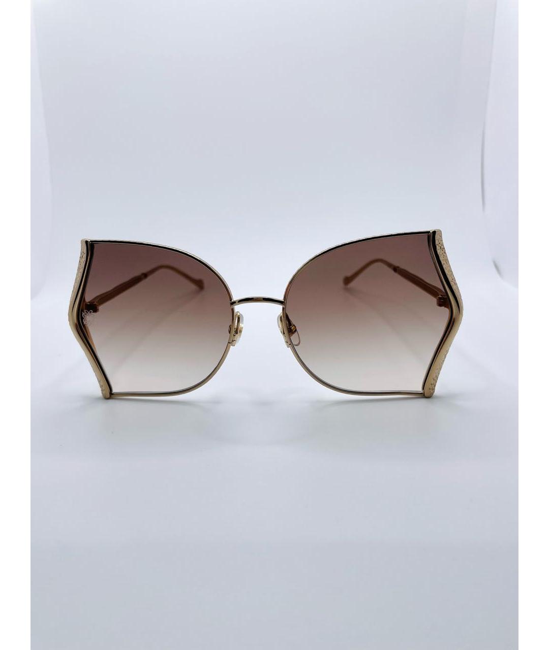 ELIE SAAB Золотые металлические солнцезащитные очки, фото 8