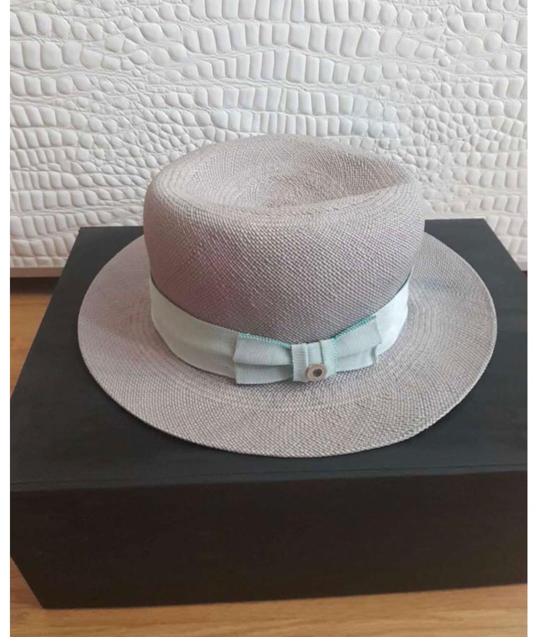 LORO PIANA Голубая соломенная шляпа, фото 2