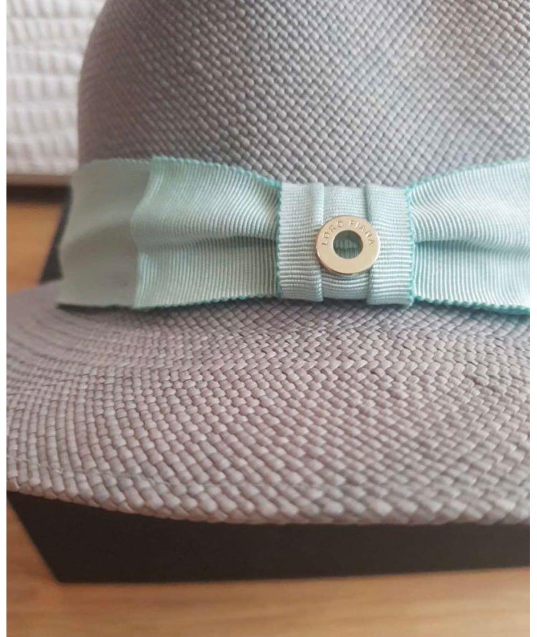 LORO PIANA Голубая соломенная шляпа, фото 3