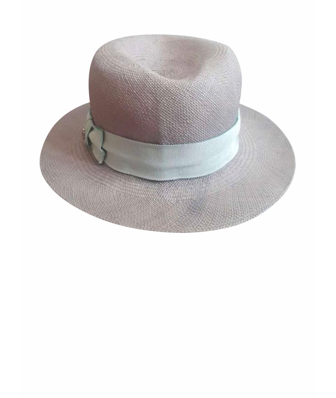 LORO PIANA Голубая соломенная шляпа, фото 1