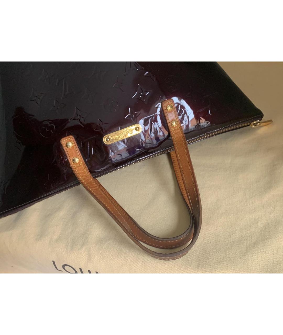 LOUIS VUITTON Бордовая сумка тоут из лакированной кожи, фото 3