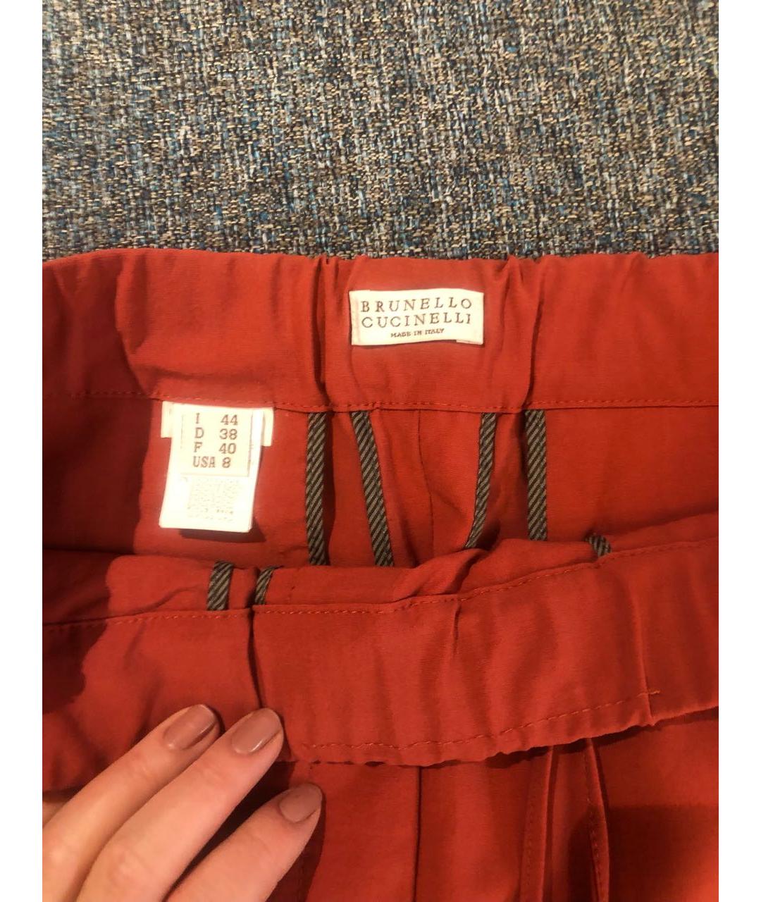 BRUNELLO CUCINELLI Красные шерстяные прямые брюки, фото 2