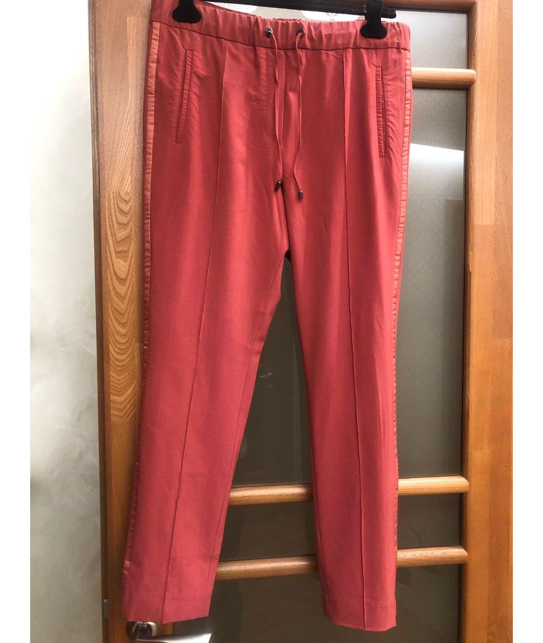 BRUNELLO CUCINELLI Красные шерстяные прямые брюки, фото 6