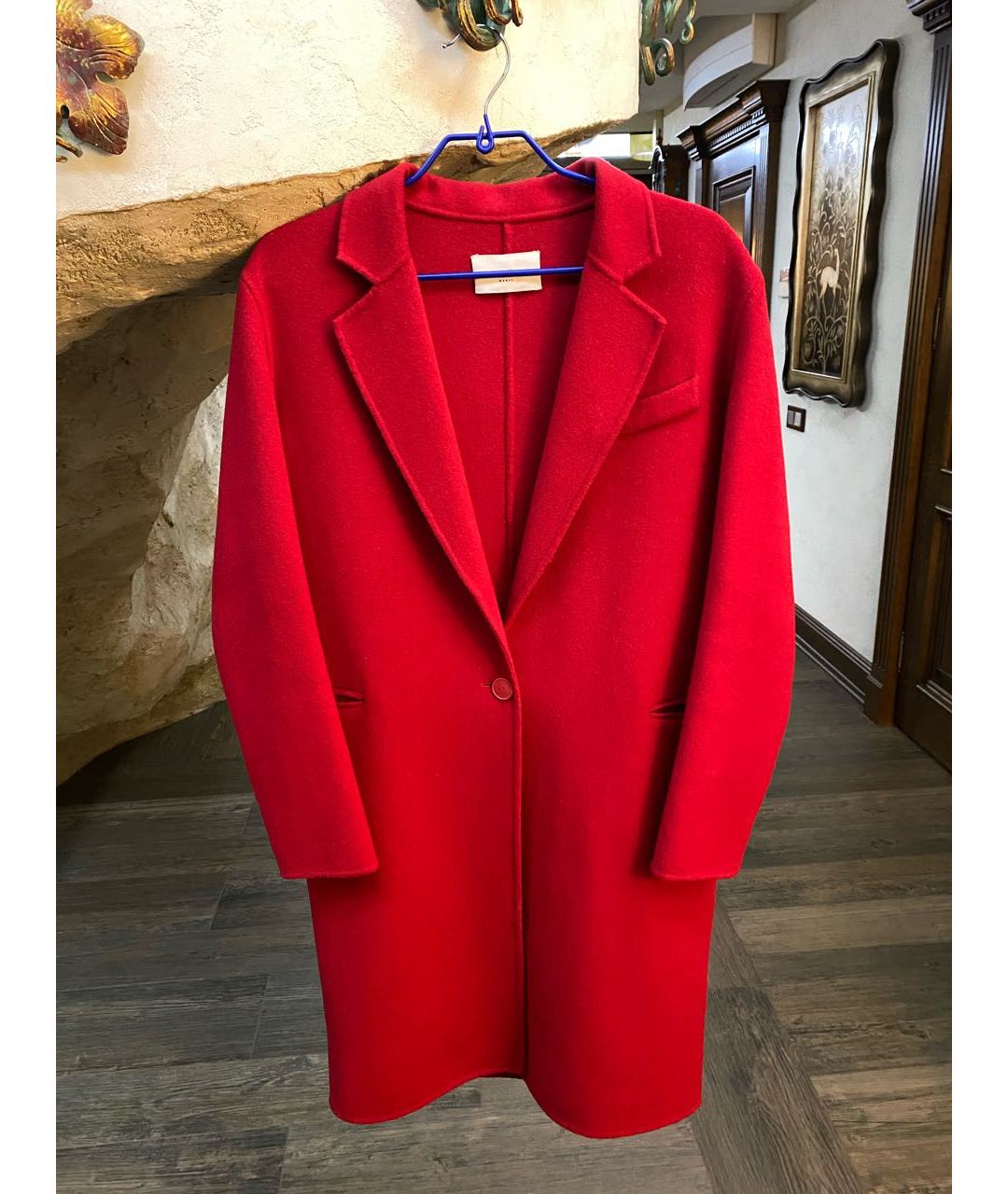 SANDRO Красное шерстяное пальто, фото 9