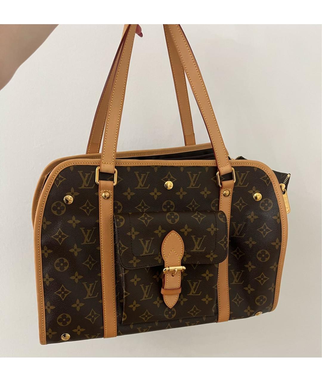 LOUIS VUITTON PRE-OWNED Коричневая кожаная сумка тоут, фото 8