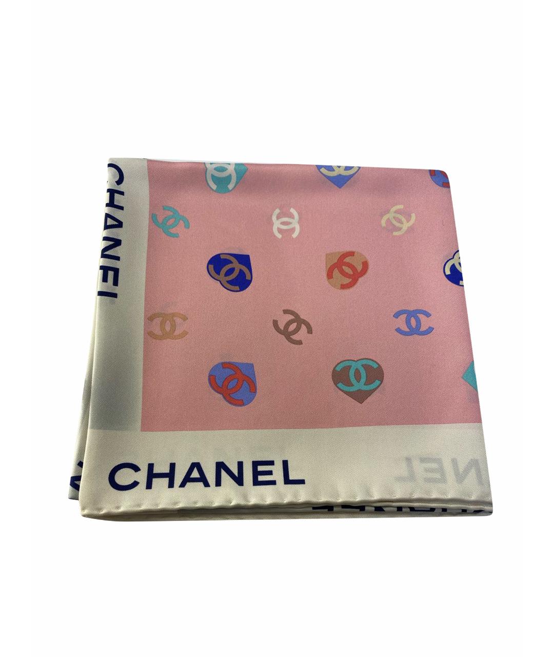 CHANEL Розовый шелковый платок, фото 1