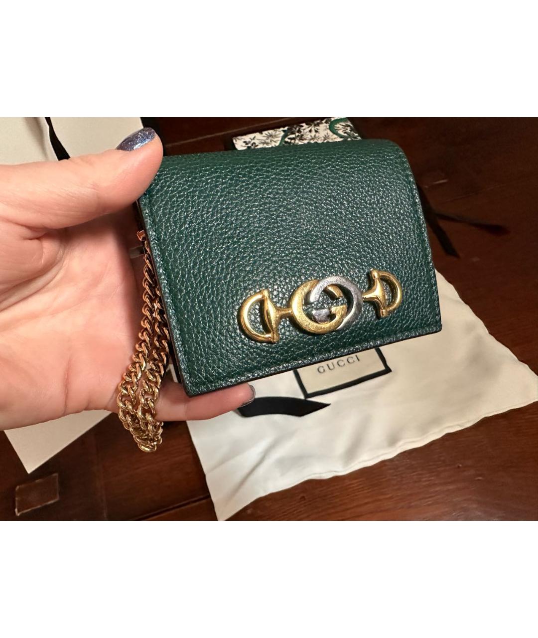 GUCCI Зеленый кожаный кошелек, фото 9