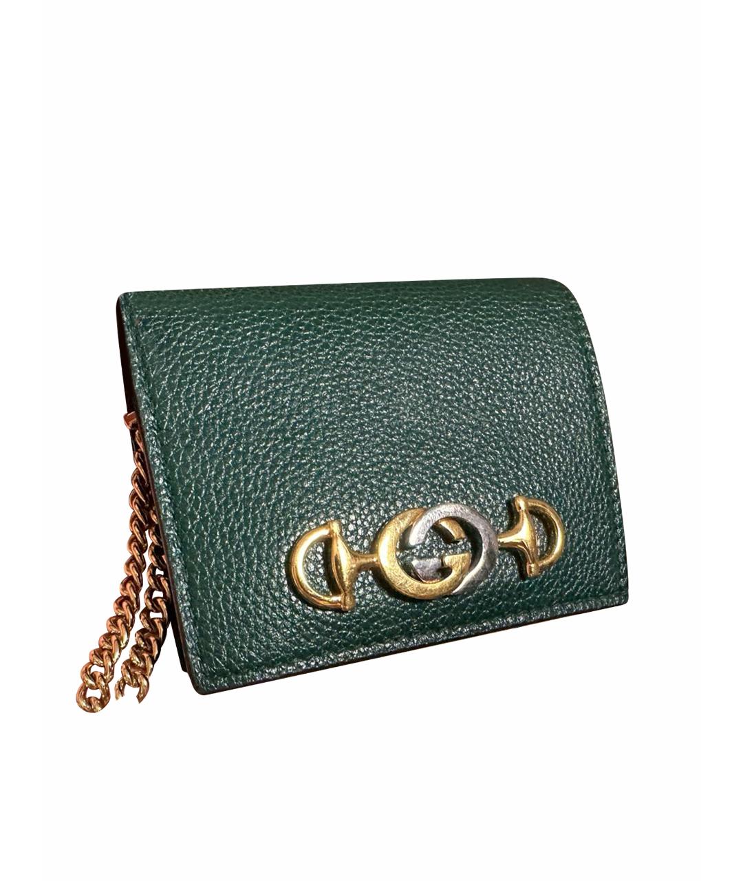 GUCCI Зеленый кожаный кошелек, фото 1