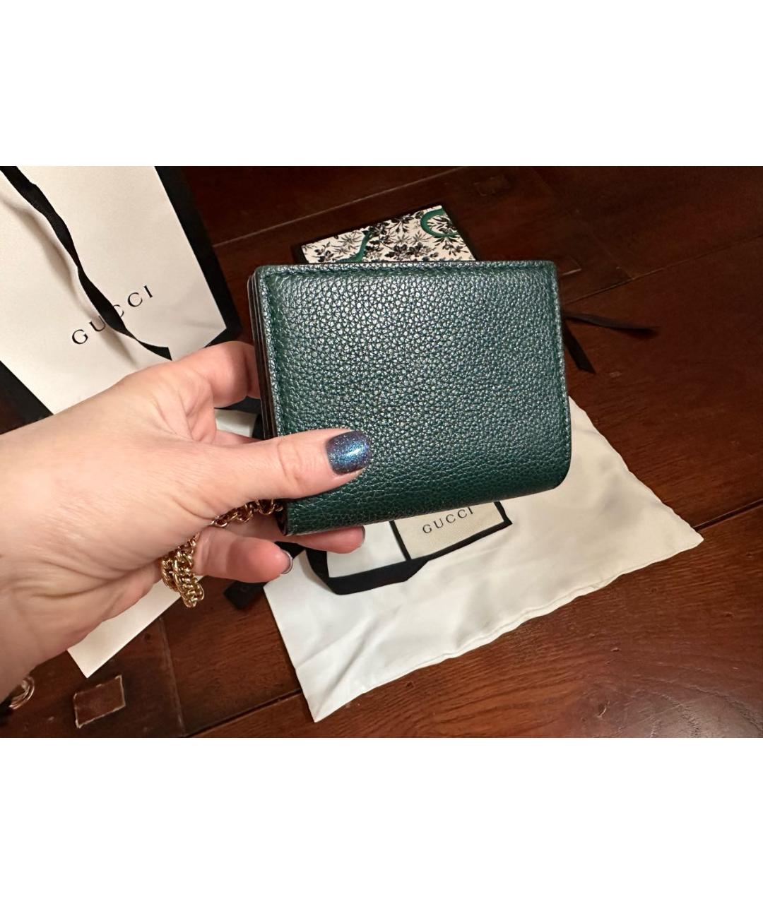 GUCCI Зеленый кожаный кошелек, фото 7