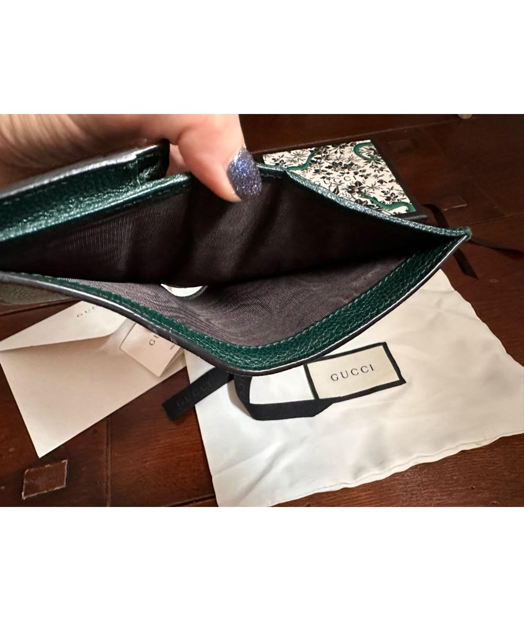 GUCCI Зеленый кожаный кошелек, фото 3