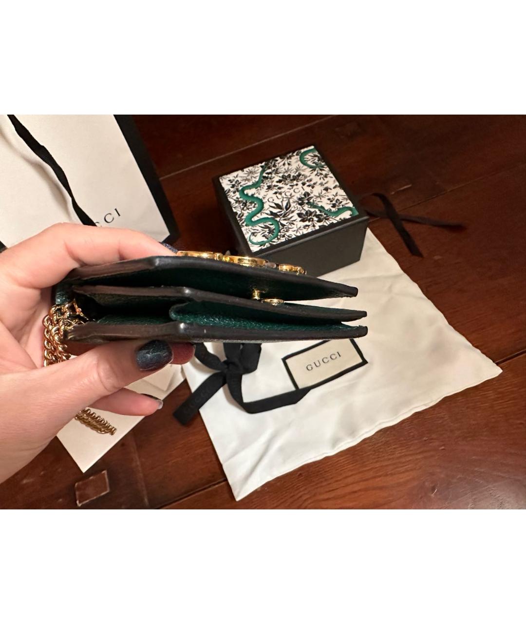 GUCCI Зеленый кожаный кошелек, фото 6