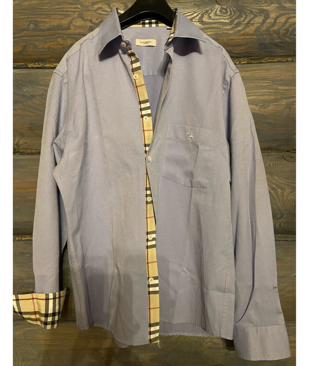 BURBERRY Голубая хлопковая классическая рубашка, фото 8