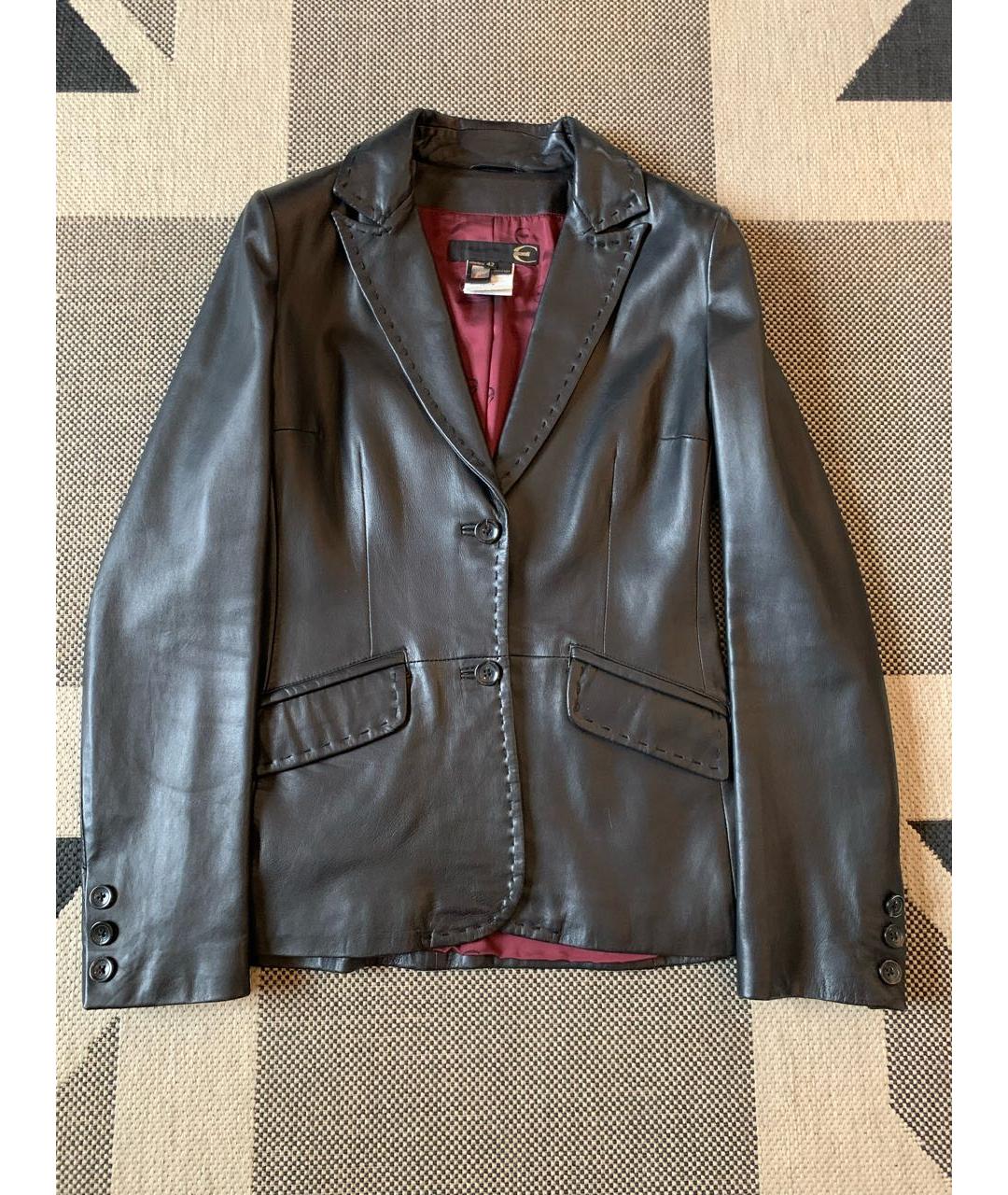 JUST CAVALLI Черный кожаный жакет/пиджак, фото 9