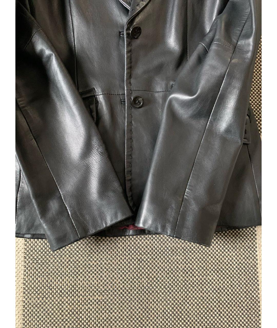 JUST CAVALLI Черный кожаный жакет/пиджак, фото 8