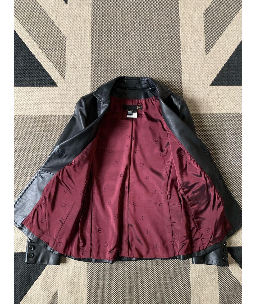 JUST CAVALLI Черный кожаный жакет/пиджак, фото 3