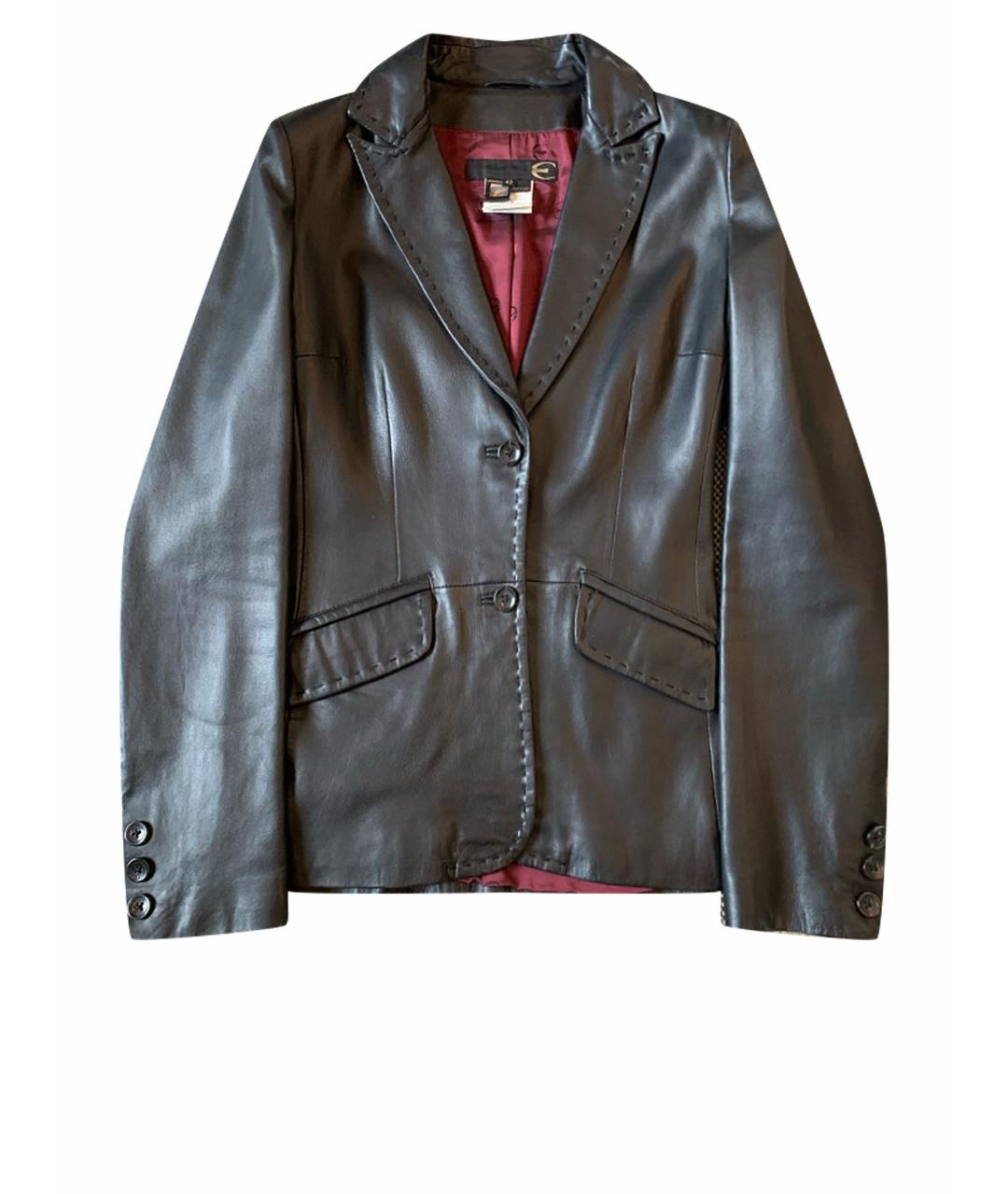 JUST CAVALLI Черный кожаный жакет/пиджак, фото 1