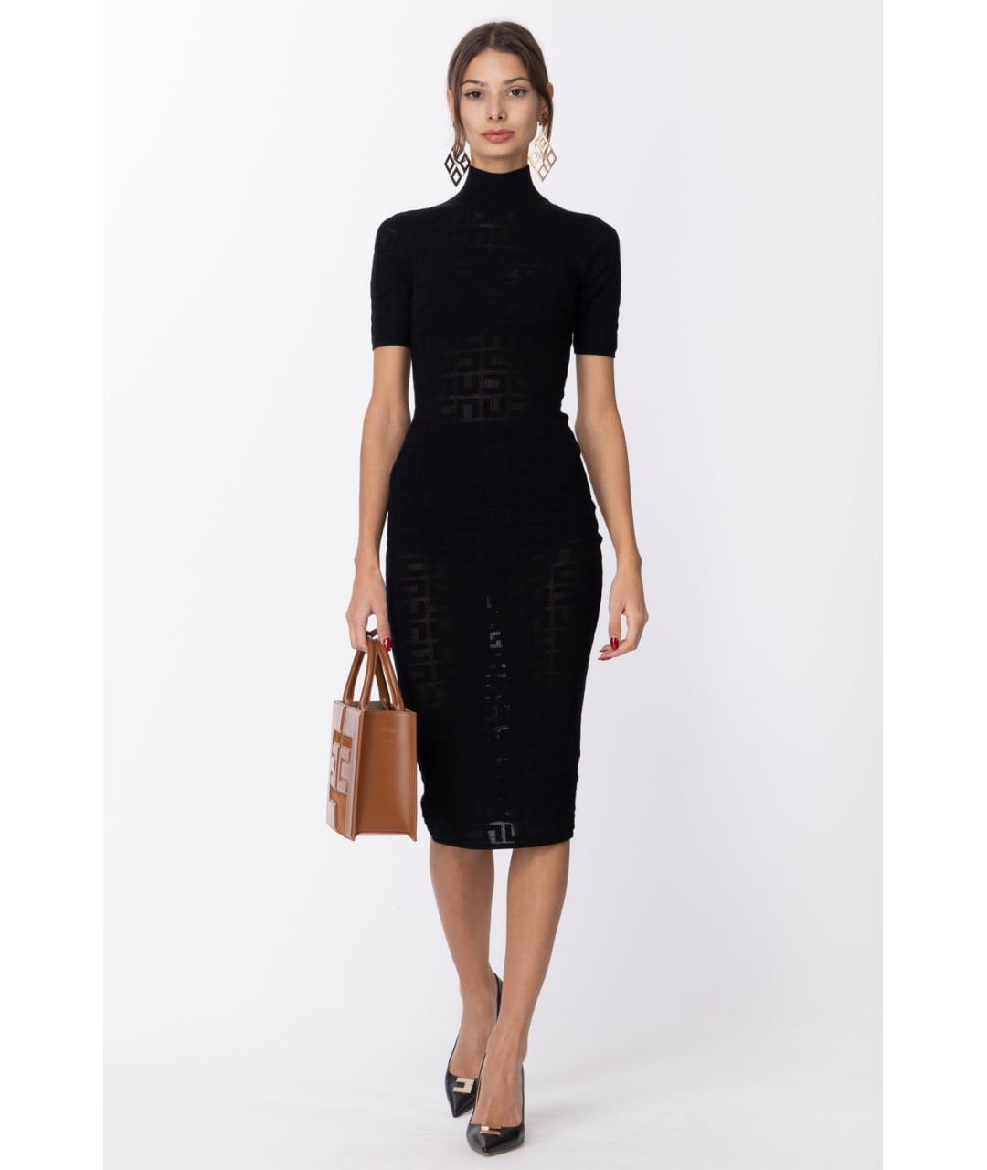 ELISABETTA FRANCHI Черное вискозное коктейльное платье, фото 6