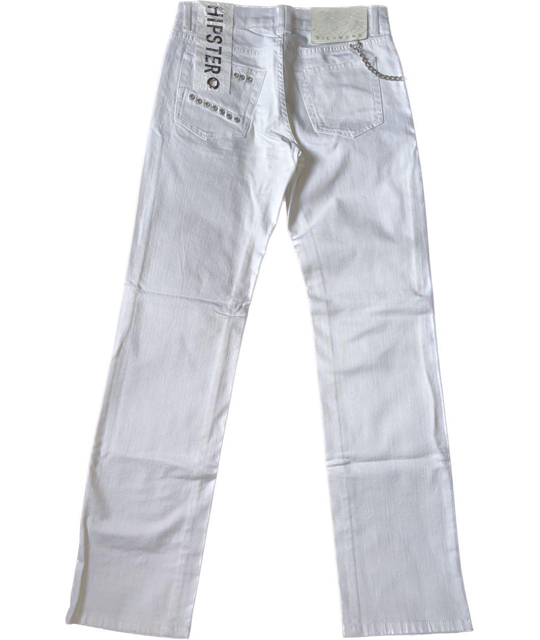 JOHN RICHMOND Белые хлопковые прямые джинсы, фото 2