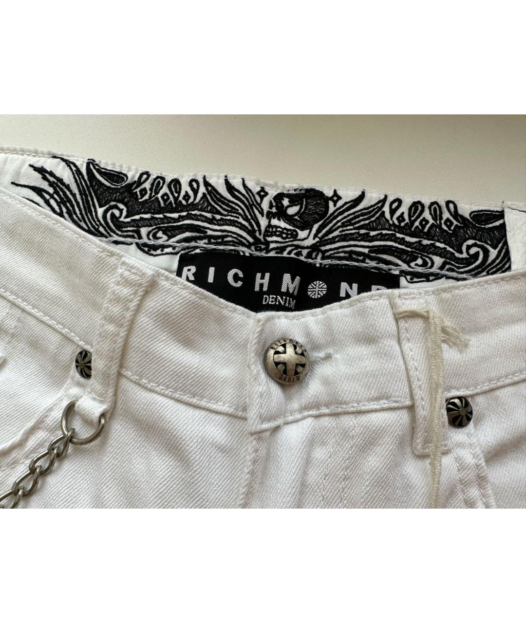 JOHN RICHMOND Белые хлопковые прямые джинсы, фото 3