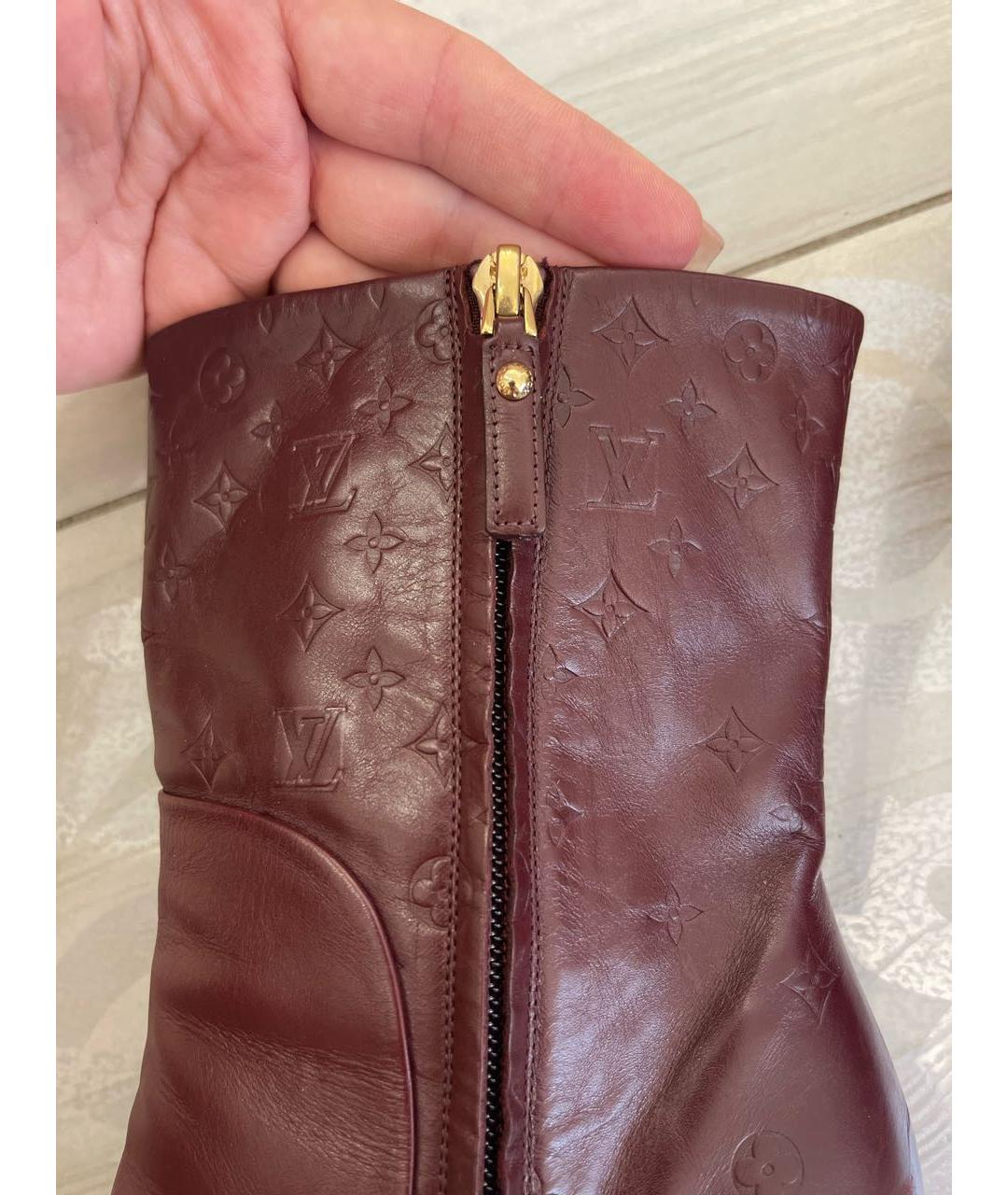 LOUIS VUITTON PRE-OWNED Бордовые кожаные ботильоны, фото 7