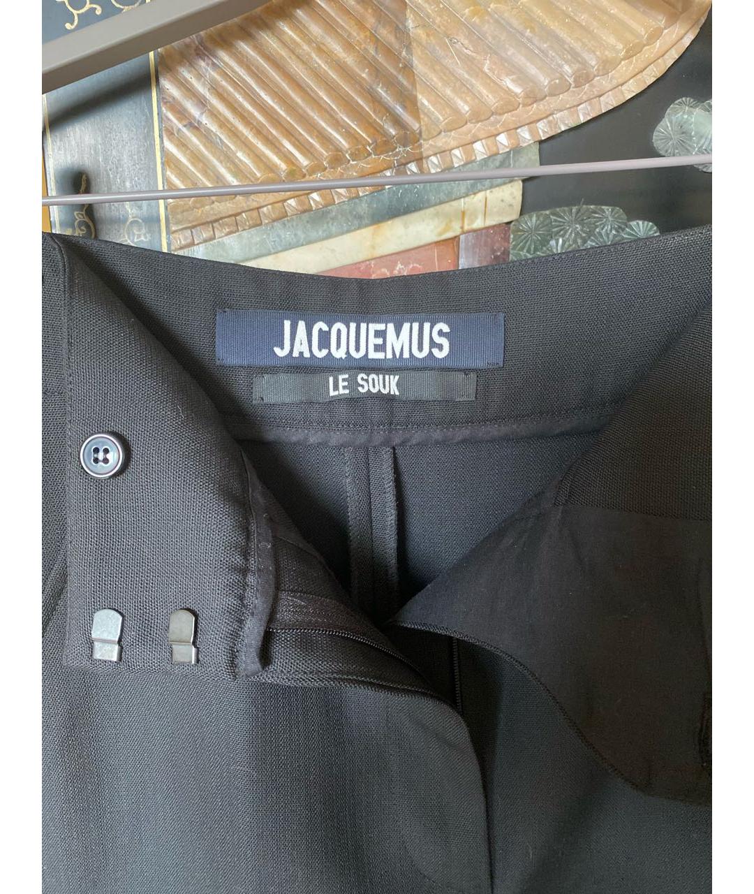 JACQUEMUS Черные хлопковые прямые брюки, фото 3