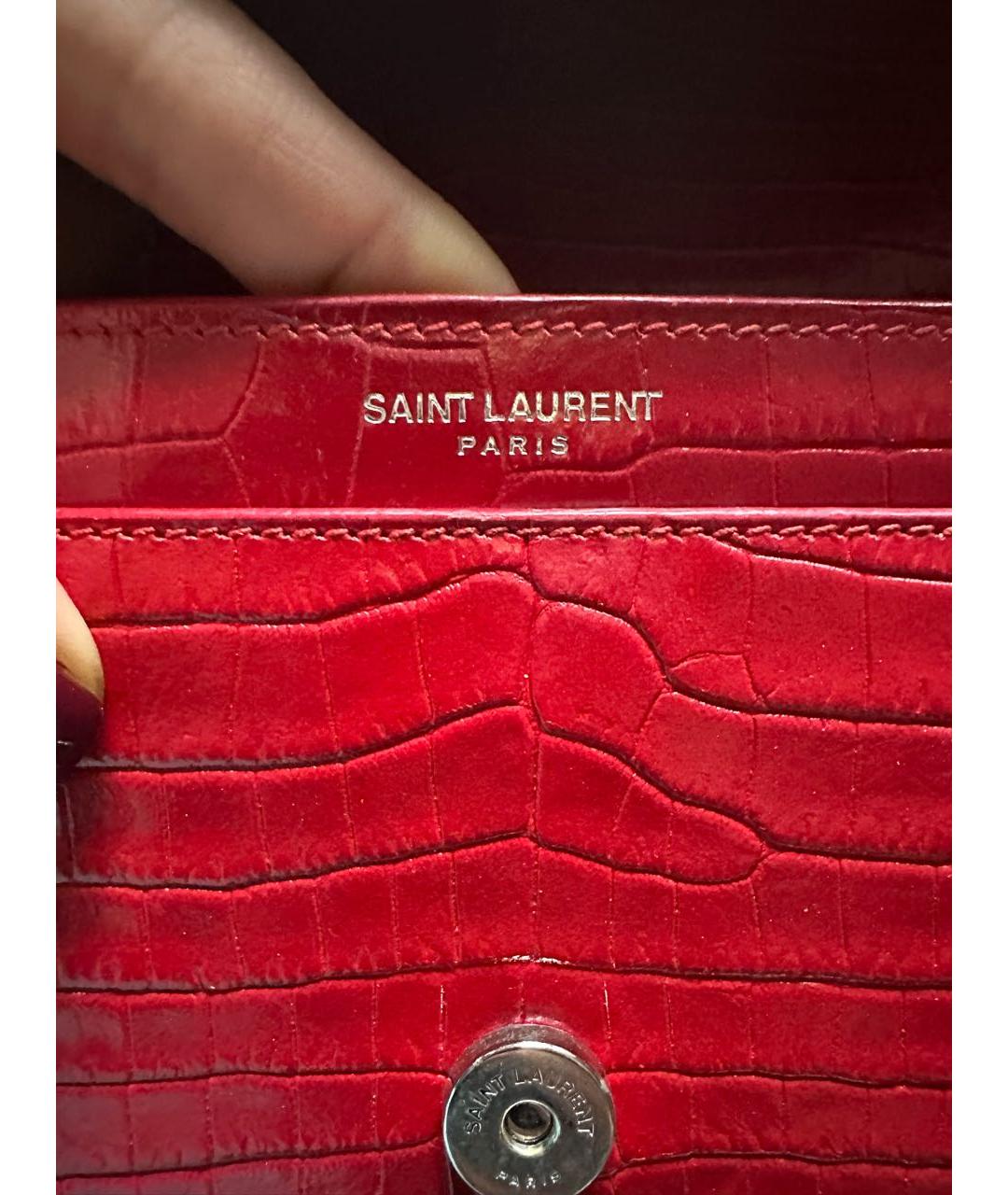 SAINT LAURENT Красная кожаная сумка через плечо, фото 8
