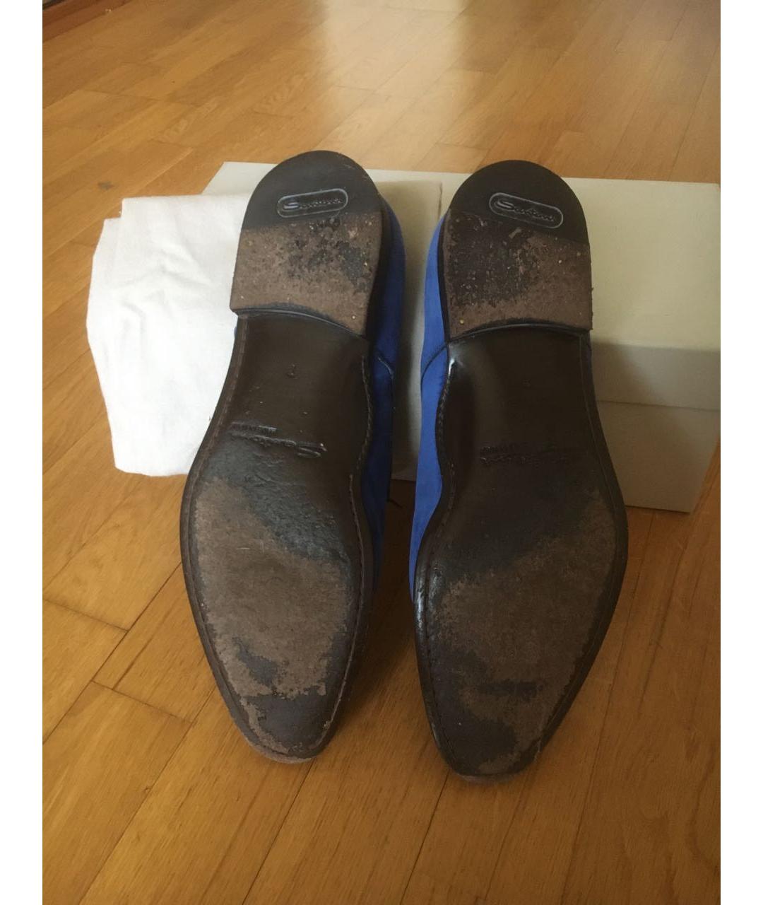 SANTONI Голубые замшевые туфли, фото 4