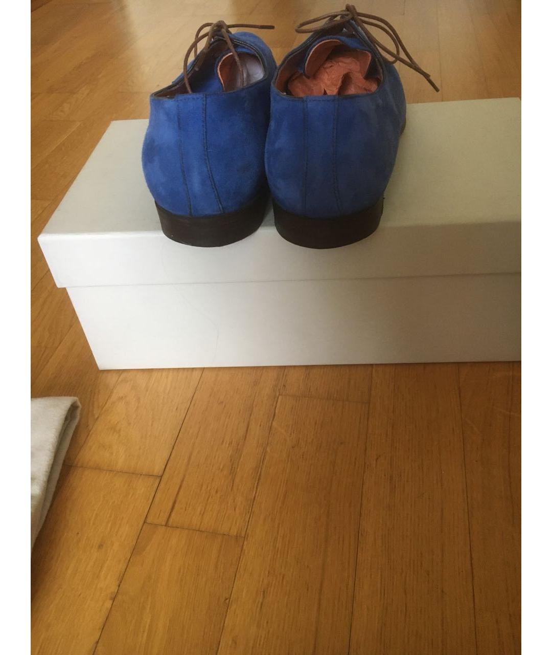 SANTONI Голубые замшевые туфли, фото 2