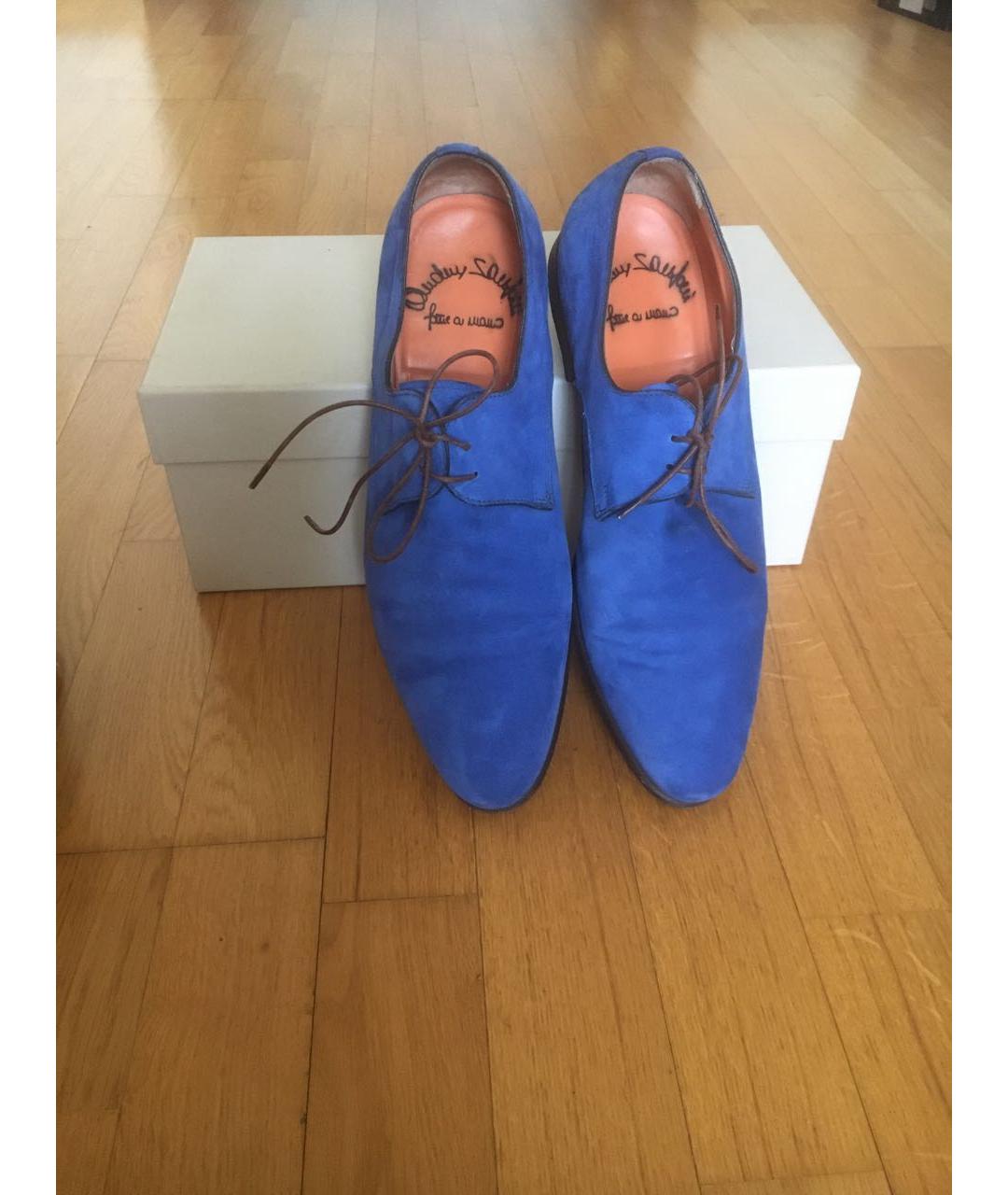SANTONI Голубые замшевые туфли, фото 3