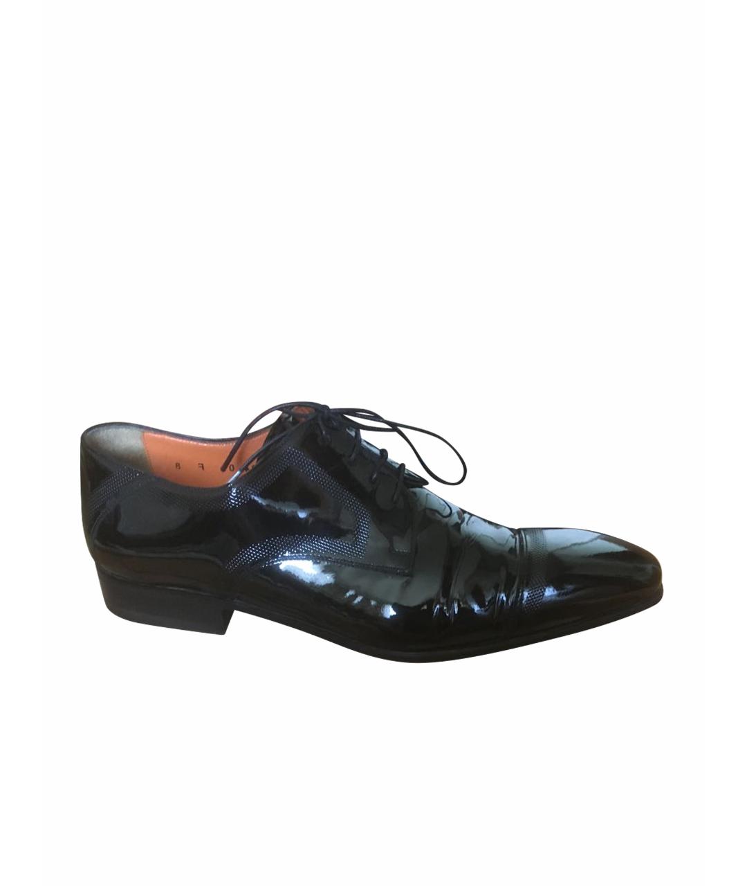SANTONI Черные туфли из лакированной кожи, фото 1