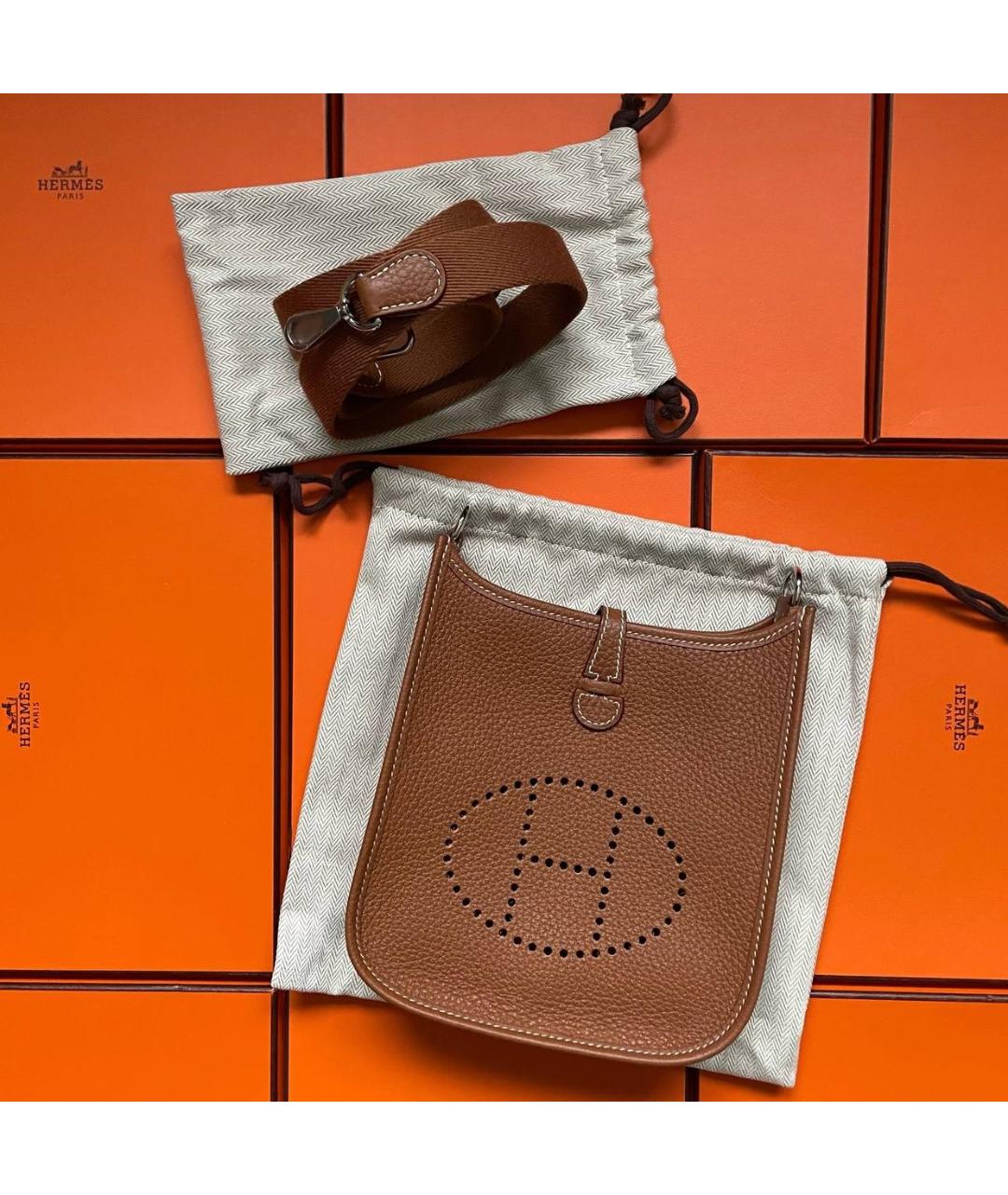 HERMES Коричневая кожаная сумка через плечо, фото 5