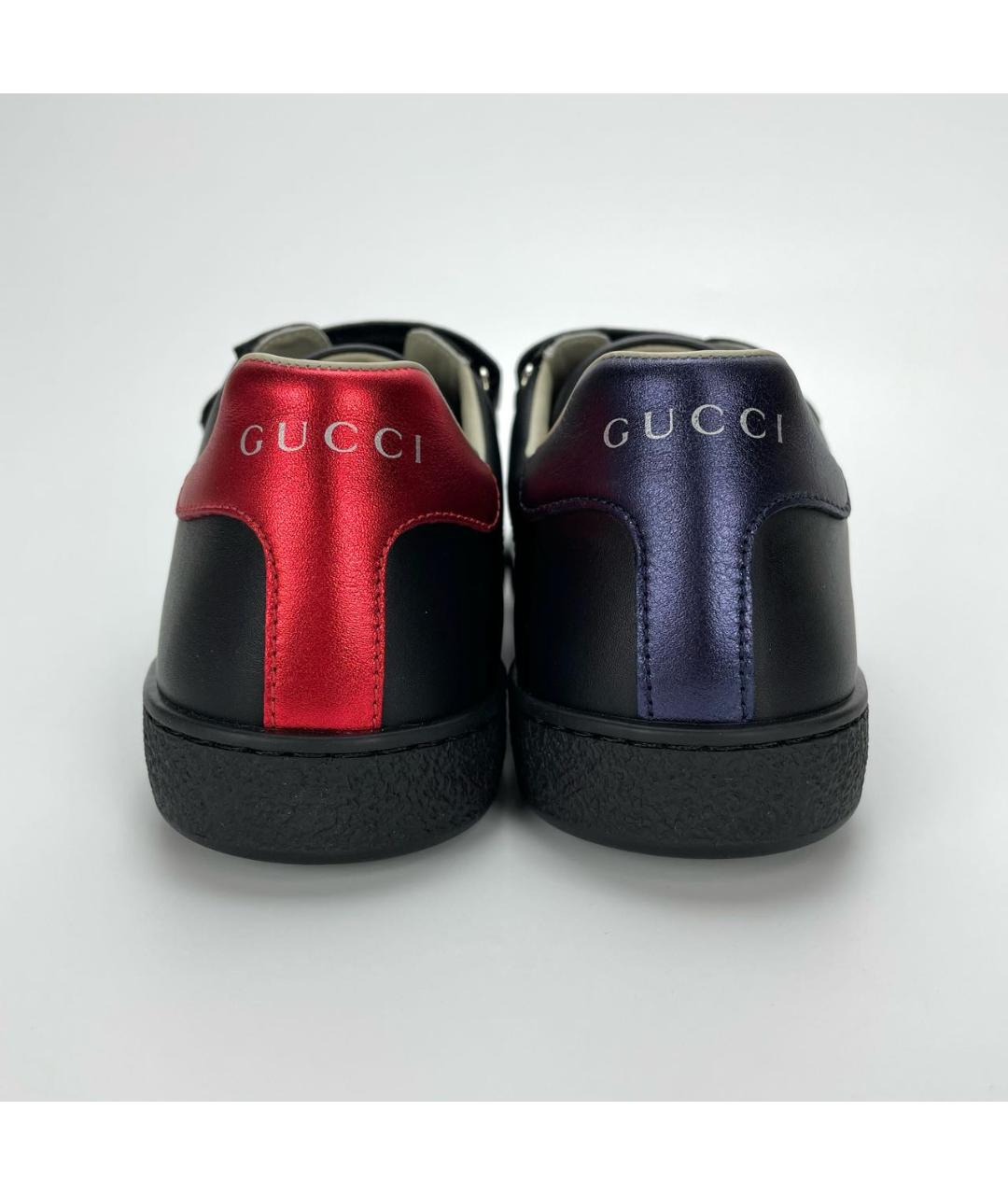 GUCCI Черные кожаные кеды, фото 4