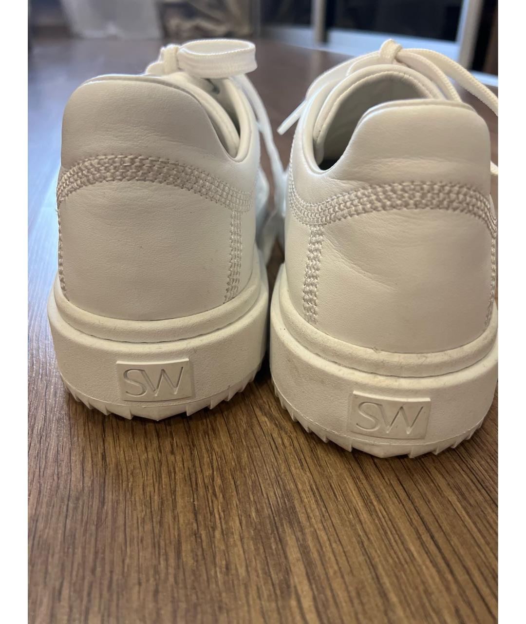 STUART WEITZMAN Белые кожаные кроссовки, фото 4