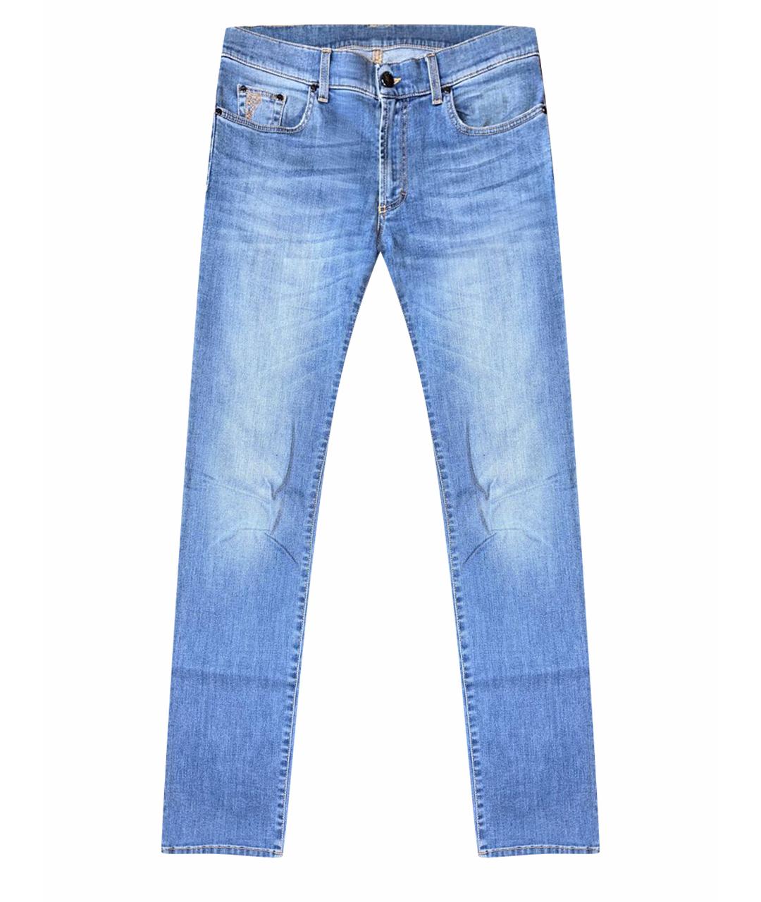 VERSACE COLLECTION Голубые хлопко-эластановые джинсы скинни, фото 1
