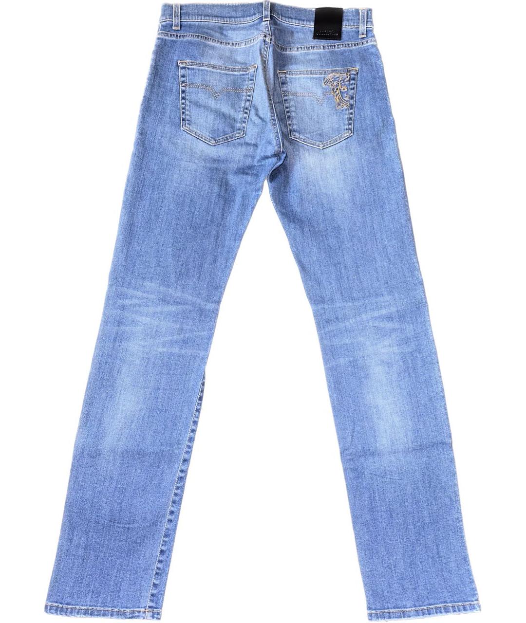 VERSACE COLLECTION Голубые хлопко-эластановые джинсы скинни, фото 2