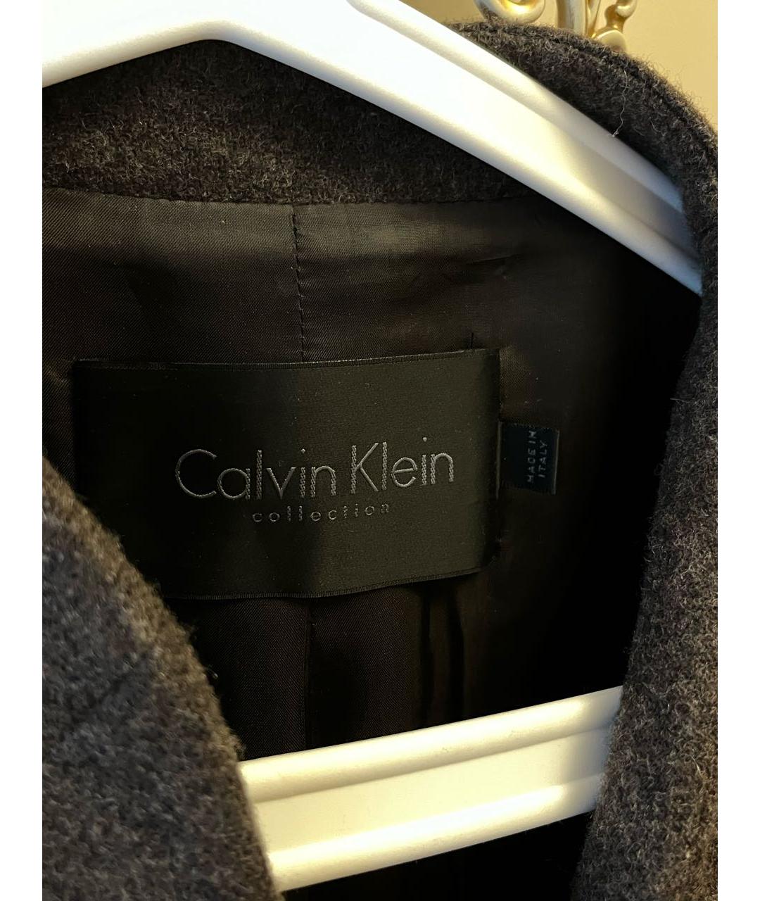 CALVIN KLEIN Коричневое шерстяное пальто, фото 3