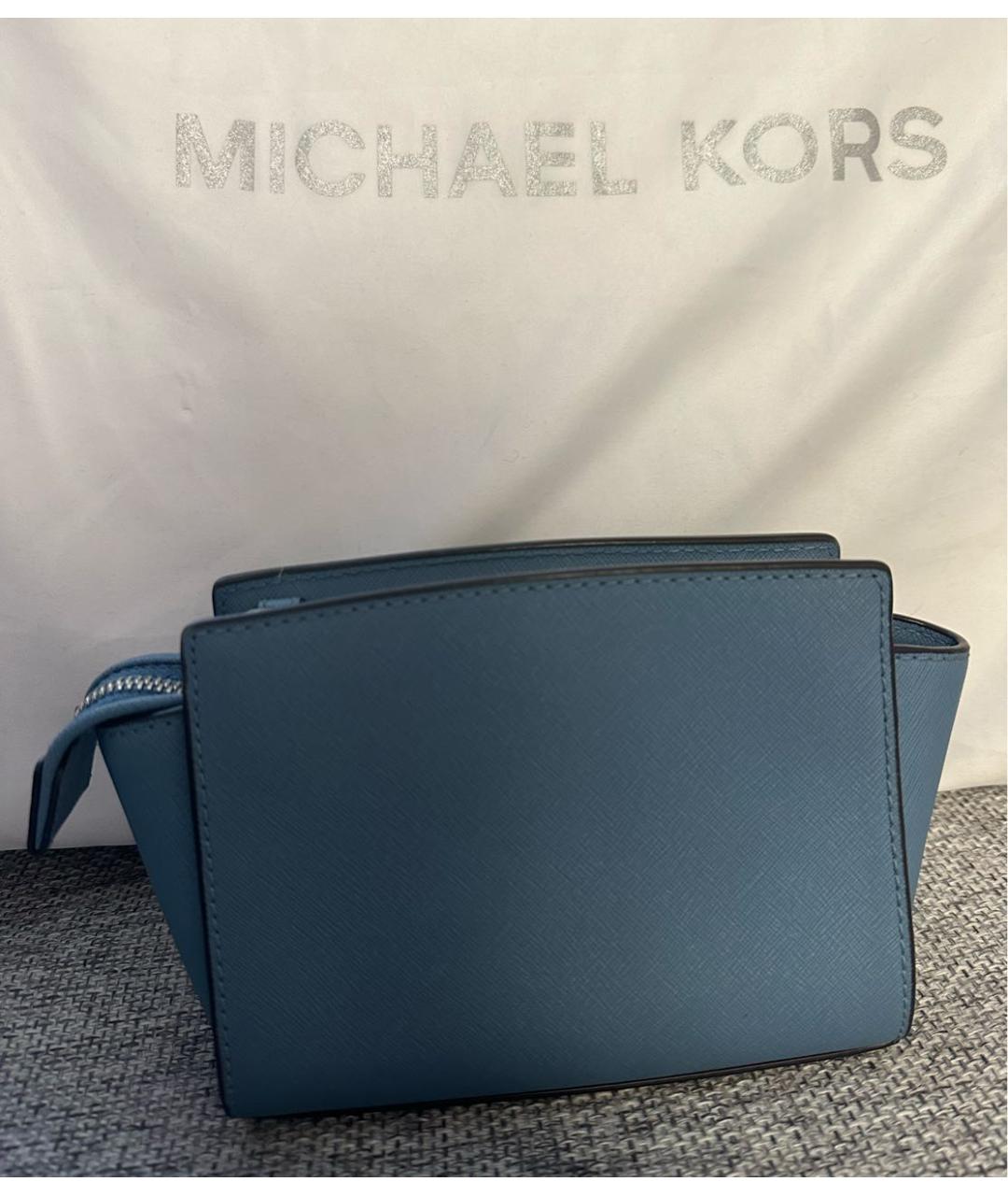 MICHAEL KORS Голубая кожаная сумка через плечо, фото 3