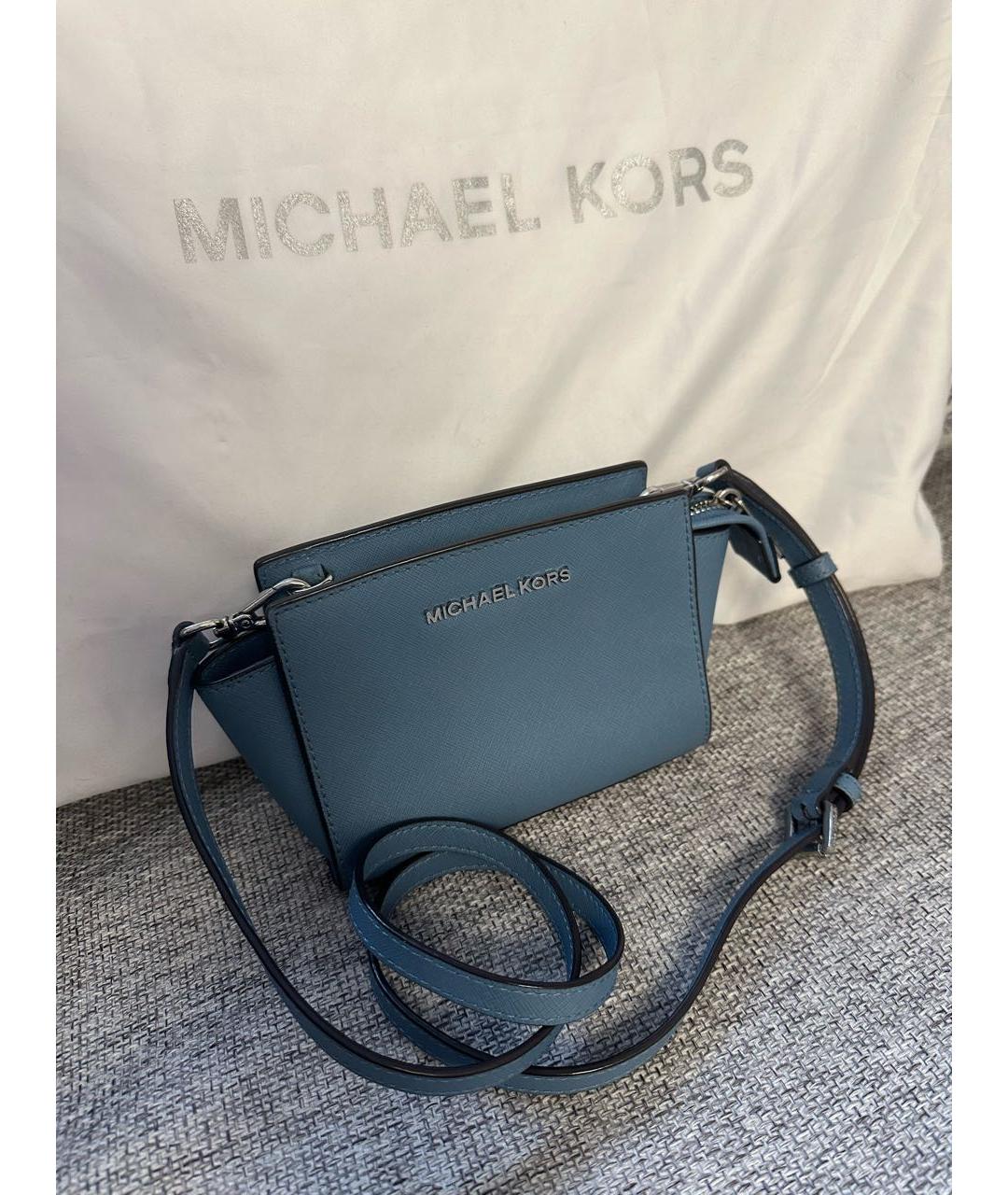 MICHAEL KORS Голубая кожаная сумка через плечо, фото 4