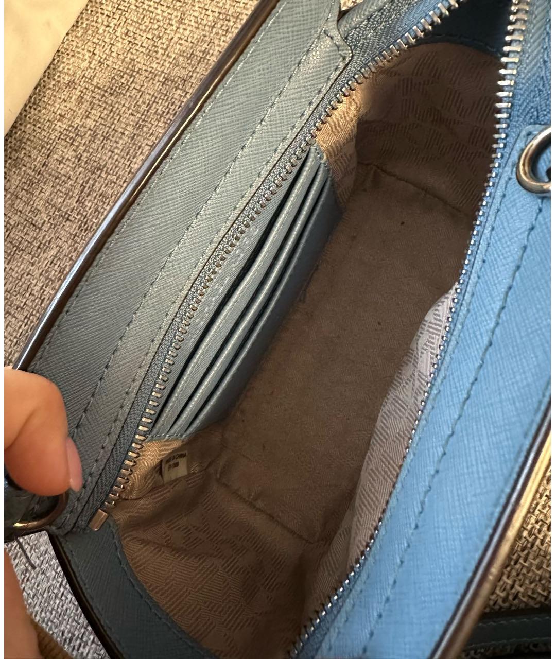 MICHAEL KORS Голубая кожаная сумка через плечо, фото 5