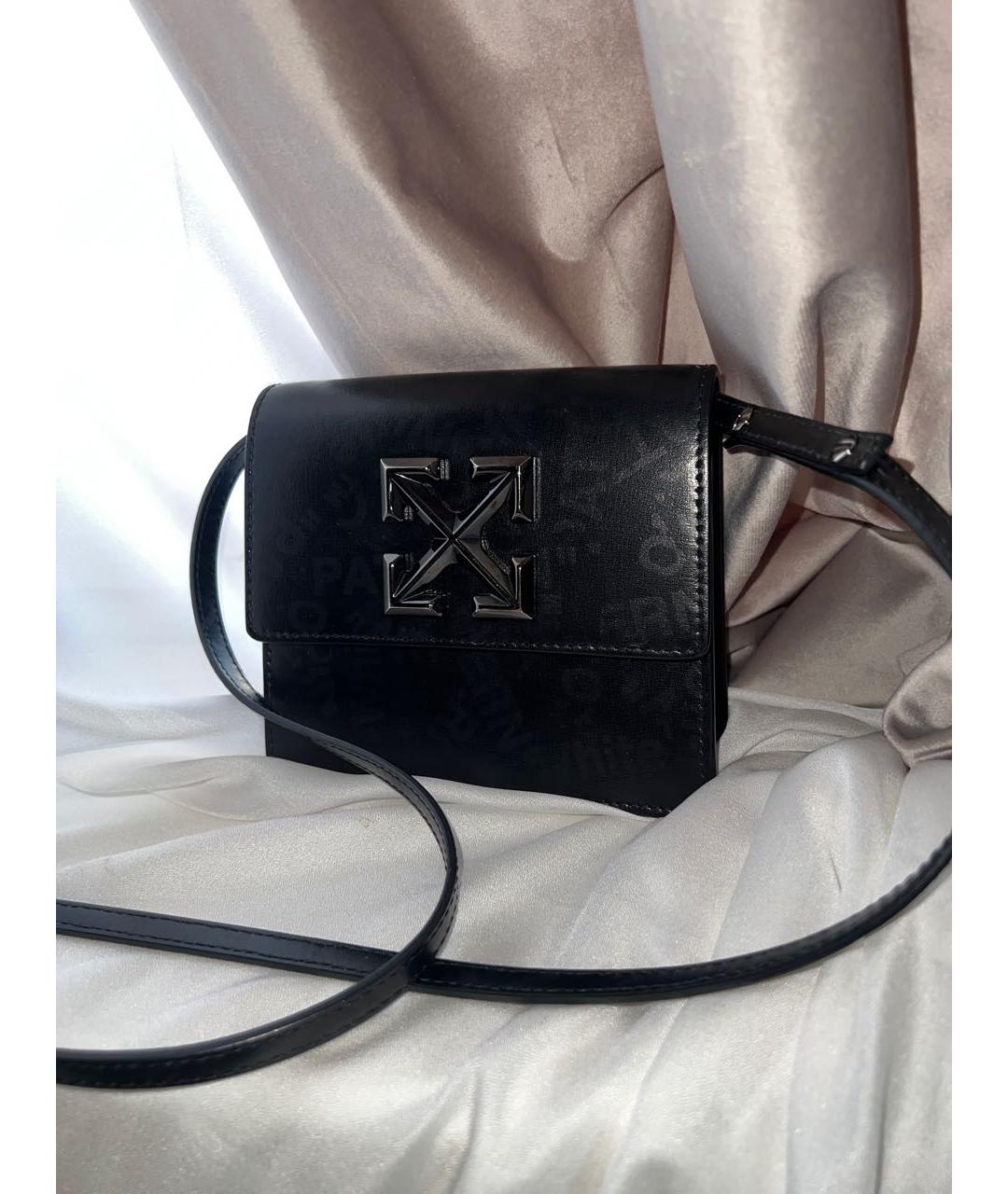OFF-WHITE Черная кожаная сумка через плечо, фото 2