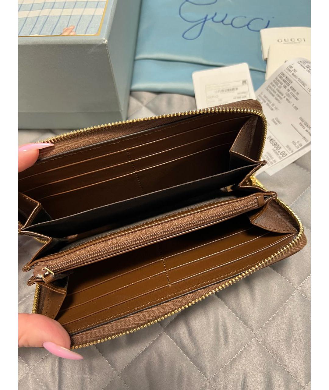 GUCCI Коричневый полиуретановый кошелек, фото 4