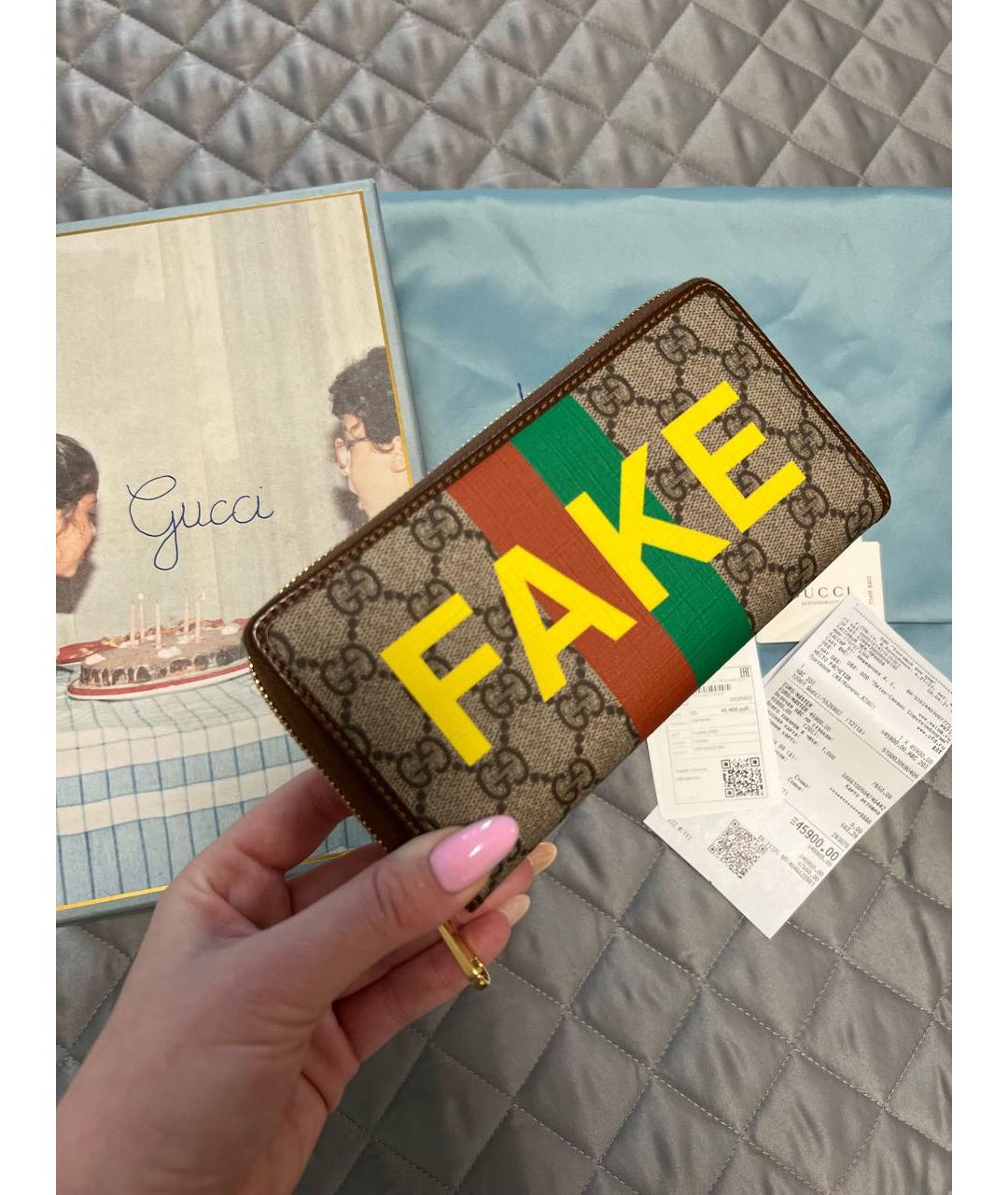 GUCCI Коричневый полиуретановый кошелек, фото 3