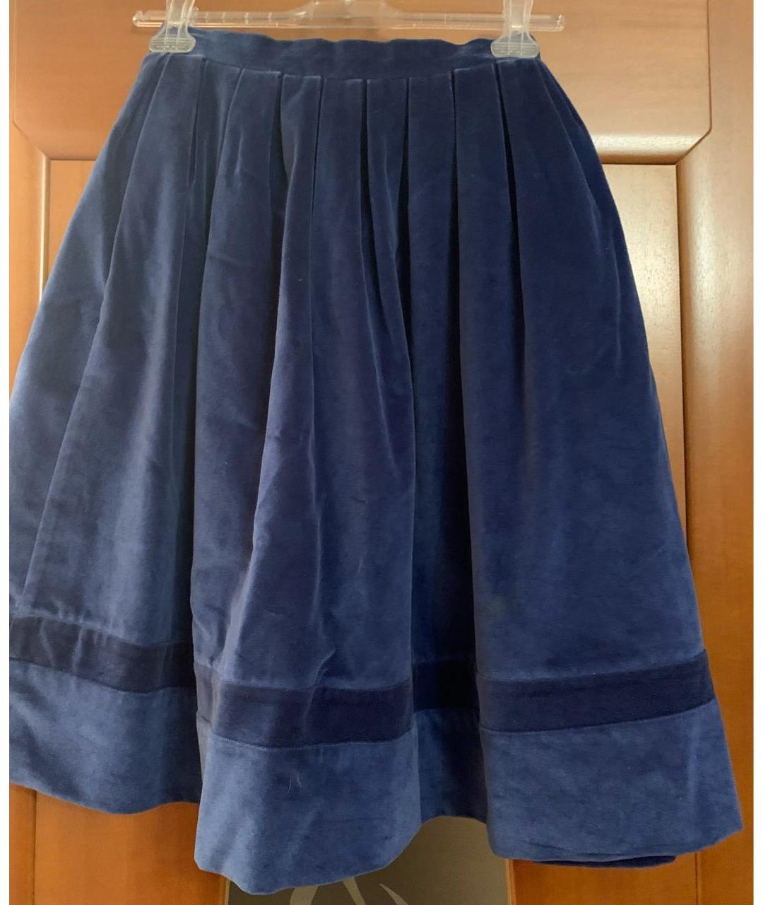OLYMPIA LE TAN Темно-синяя велюровая юбка миди, фото 5