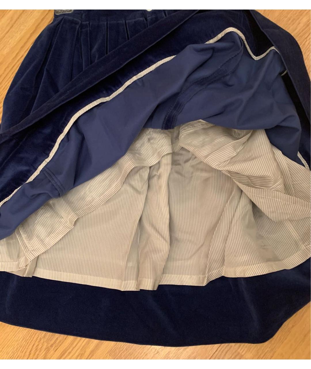 OLYMPIA LE TAN Темно-синяя велюровая юбка миди, фото 3